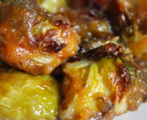 Maple Miso Glazed Brussels Sprouts