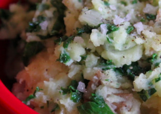 Mashed Fingerling Potatoes + Kale