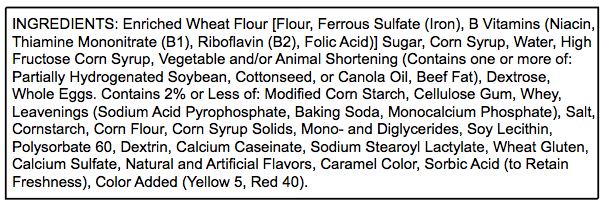 ingredient list on a label